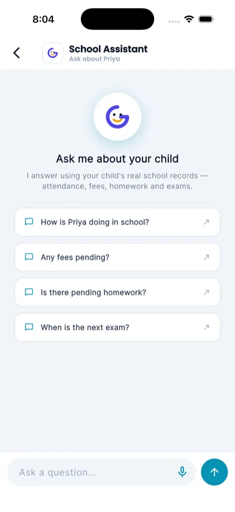 GleeDesks parent app — AI school assistant